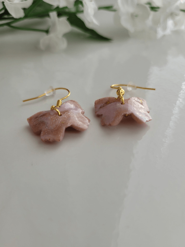 Drop earrings - Pink and gold butterflies